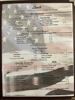 C & B Diner menu 2